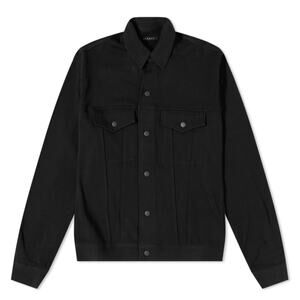 STAMPD Mens Fleece Trucker Jacket Medium Black Button Up Collared Pockets NWT
